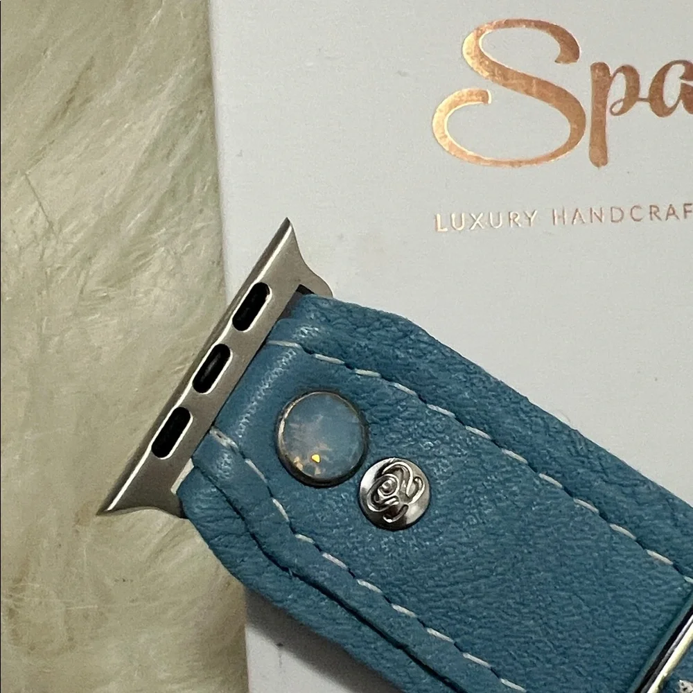 Spark*l Apple Blue Leather Watch Band - Picture 3 of 3
